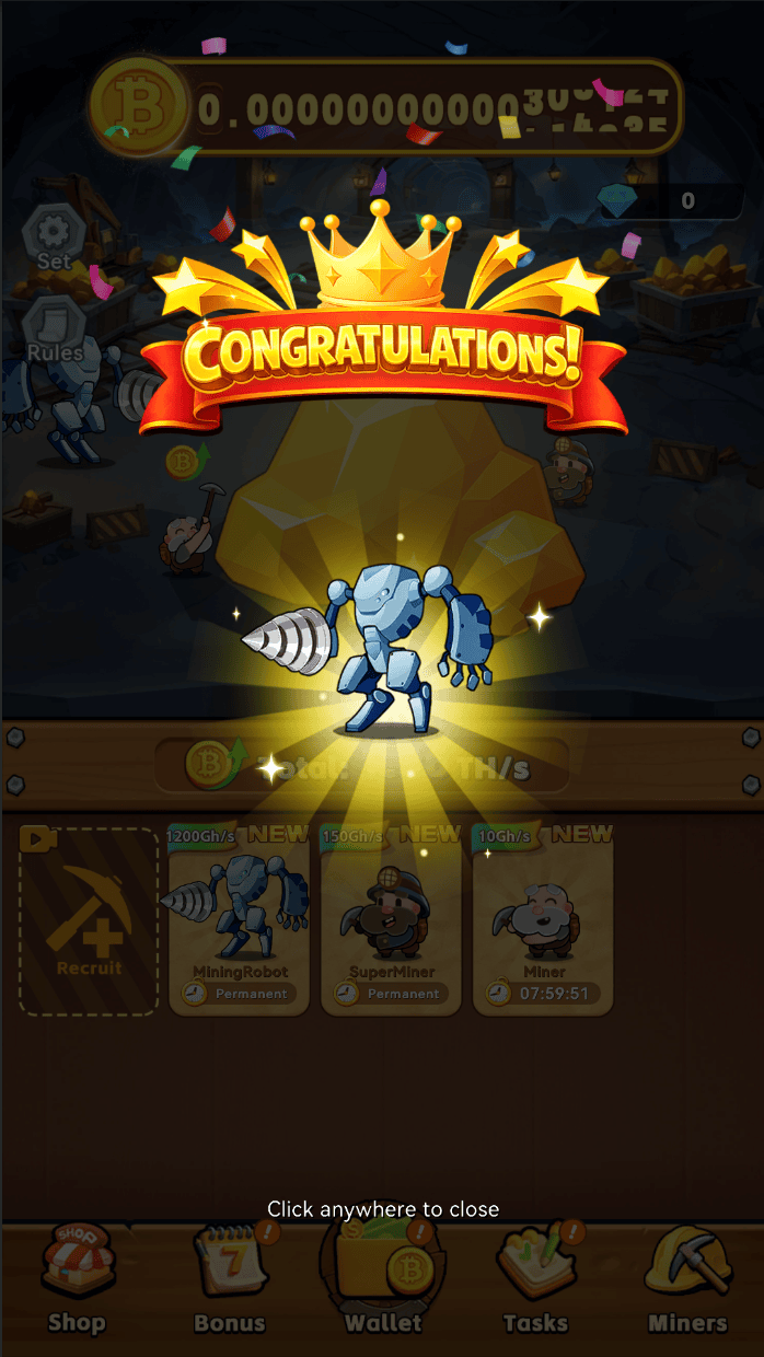 Bitcoin Miner tavern recruit screenshot
